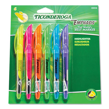 Ticonderoga® Emphasis Pocket Style Highlighters, Assorted Ink Colors, Chisel Tip, Assorted Barrel Colors, 6-set freeshipping - TVN Wholesale